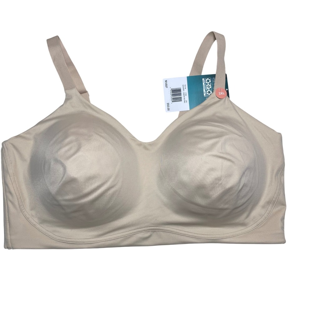 Vanity Fair Beauty Back Wirefree Bra 72118 Damask Neutral 3XL NWT
